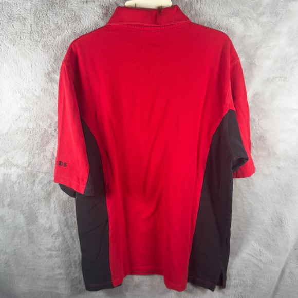 CSA Cincinnati Reds MLB Polo Shirt Mens Medium Red Black Colorblock Embroidered - Picture 8 of 8